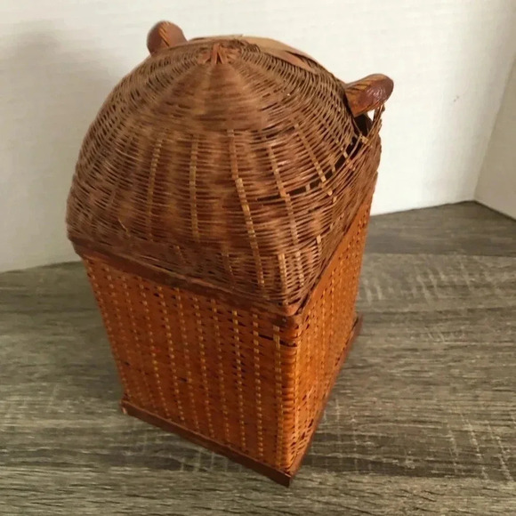 Vtg Handwoven Owl Box - Picture 6 of 11